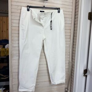 Autograph Women's 16-18 UK20 White Cotton Button Fly Straight Leg Pants